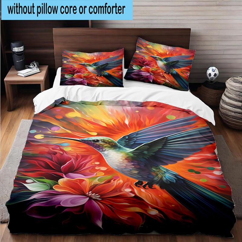 Hummingbird In Bloom 3pcs Bedding,Including 1pc Duvet Cover And 2pcs Pillowcases Perfect for Christmas,Ideal for Bedroom, Dormitory