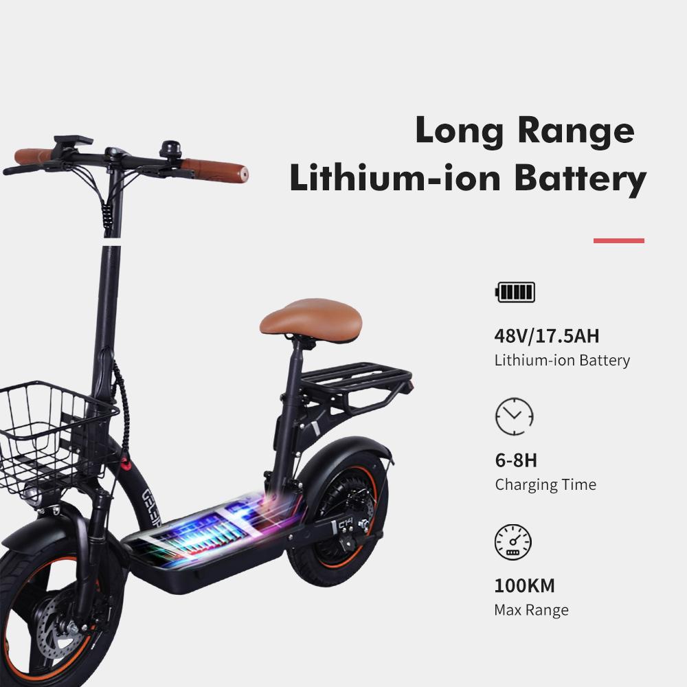 GELEIPU C14 Foldable Electric Scooter 500W Motor  48V17.5Ah Battery 14 * 2.5"  Inflatable Tires 32km/h Max Speed 100km Max Range