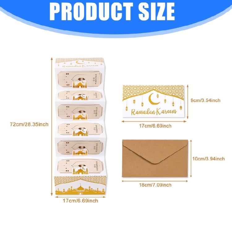 4Pcs Eid Festival Cash Holder Envelopes Paper Money Holder Built in 6 Slots Greeting Card Envelopes For Gift Wrapping