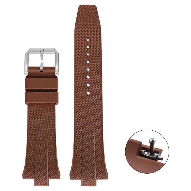 Fluoro Rubber Strap for Citizen NJ0150 NJ0151 0158 Quick Release Pin Buckle Men Soft FKM Sport Waterproof Replace Watch Band 9mm