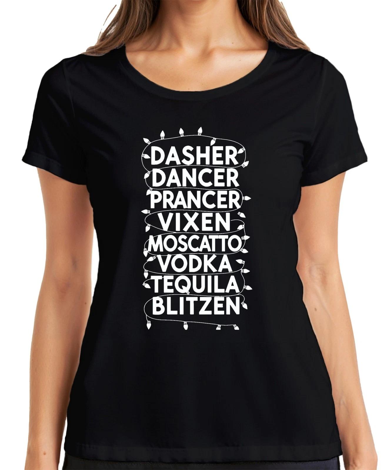 DASHER DANCER PRANCER VIXEN MOSCATTO Weihnachtsgeschenk lustig Damen T-Shirt L