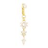 CZ Cross & Heart Belly Button Ring Set, Gold & Silver Tone Dangling Navel Piercing Jewelry
