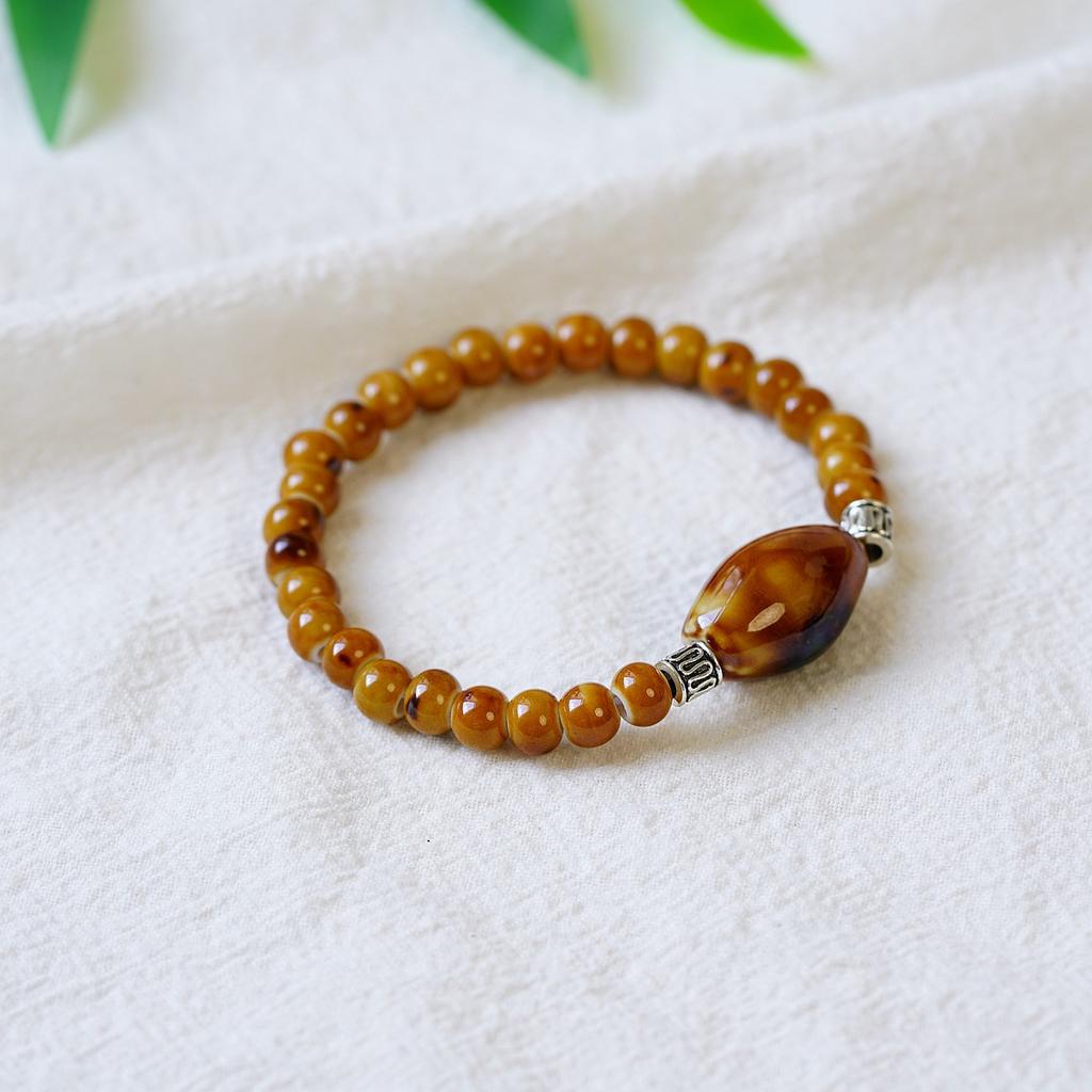 Literary Bracelet Maillard Color Jingdezhen Ceramic Bracelet Female Gift Student National Style Creative National Style Accessories