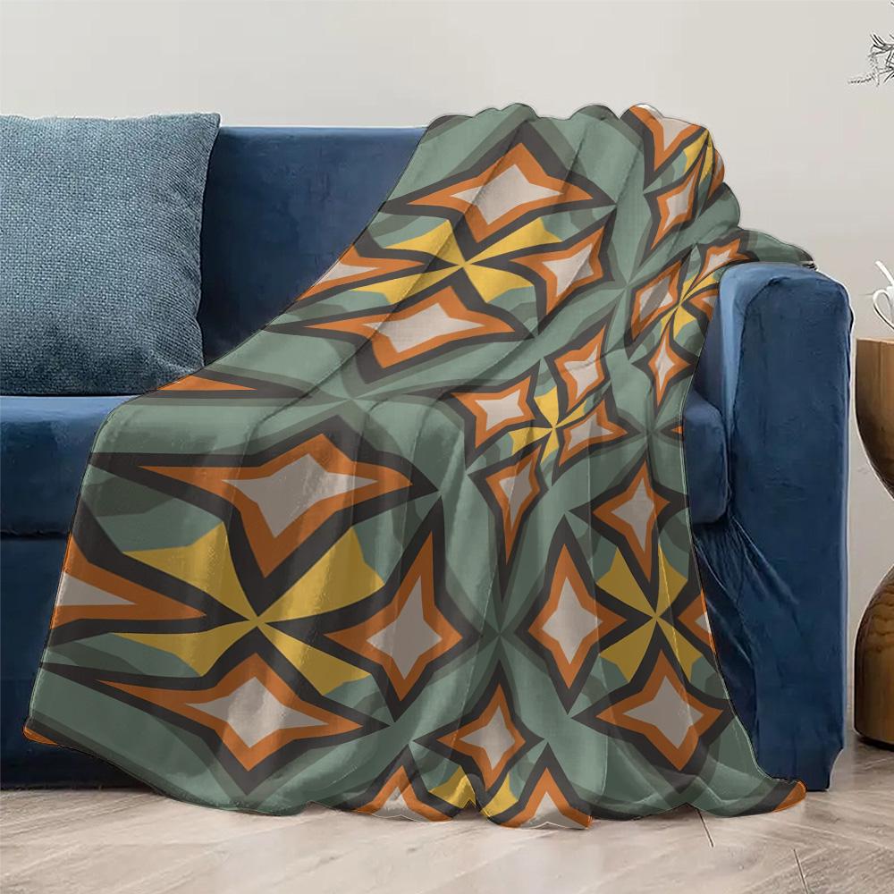Geometric Pattern Throw Blanket Soft Cozy Fleece Blanket Sofa Bed Living Room Decor Gift