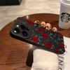 Retro Floral Rose Art Print Phone Case for iPhone 17 16 15 14 13 12 11 Series Pro Max Plus Double Layer Protection