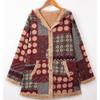 Winter Hoodie Fleece Women's Warm Printed Coat for Europe America, New Leisure Style Cotton Linen Sweatshirt