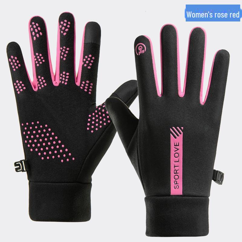 

Бархатные зимние перчатки унисекс: Ветрозащитный, теплый, сенсорный, нескользящий для езды на велосипеде, вождения и занятий спортом на открытом воздухе women s розы красного