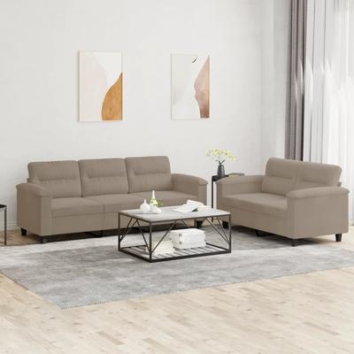 Vidaxl 2-Cz. Relaxation Set With Cushions, Taupe, Microfiber