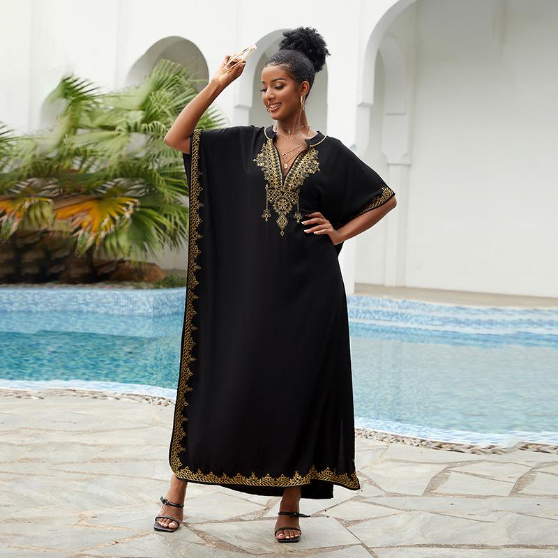 Evropský a americký styl vyšívaný rayonový plážový přehoz župan pro ženy