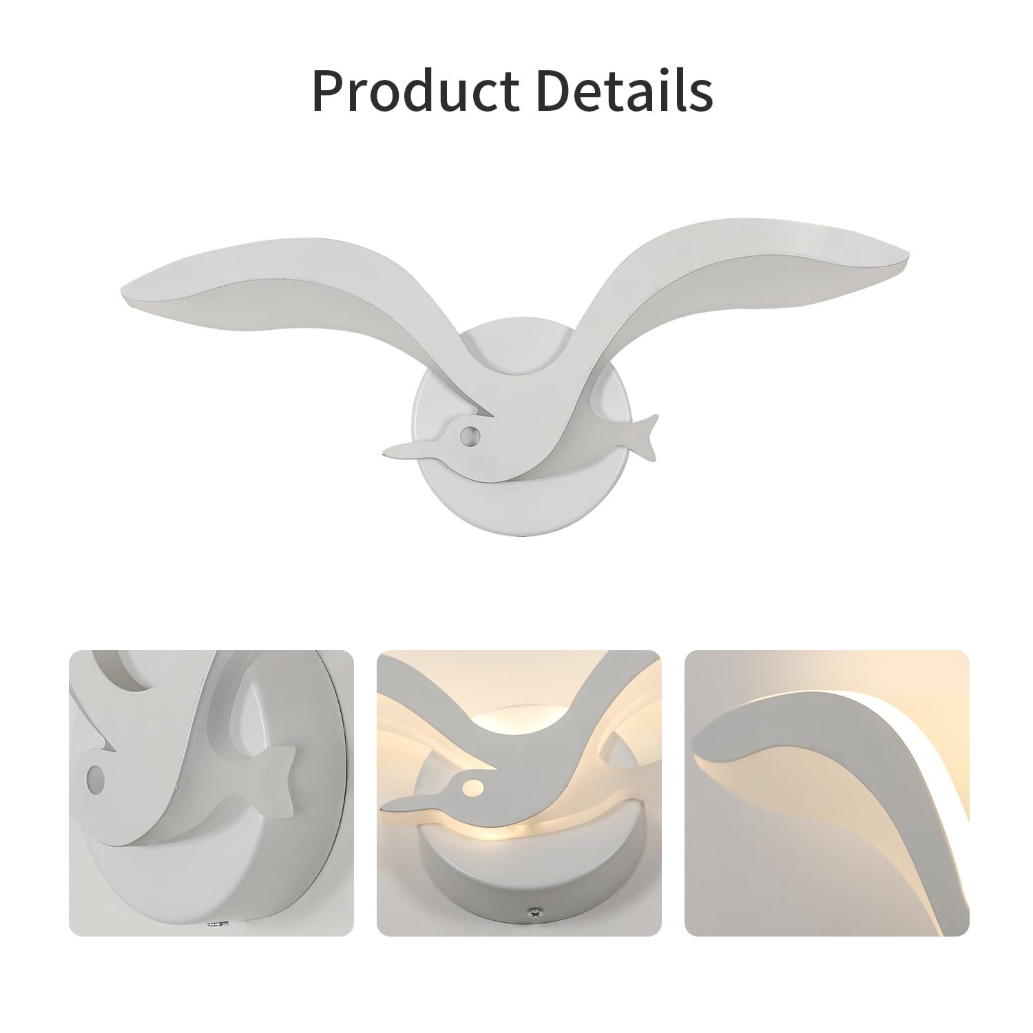 

Внутренний светодиодный настенный светильник «Чайка» 3000K теплый белый свет Внутренние настенные светильники Настенные светильники для детской гостиной, прикроватные светильники