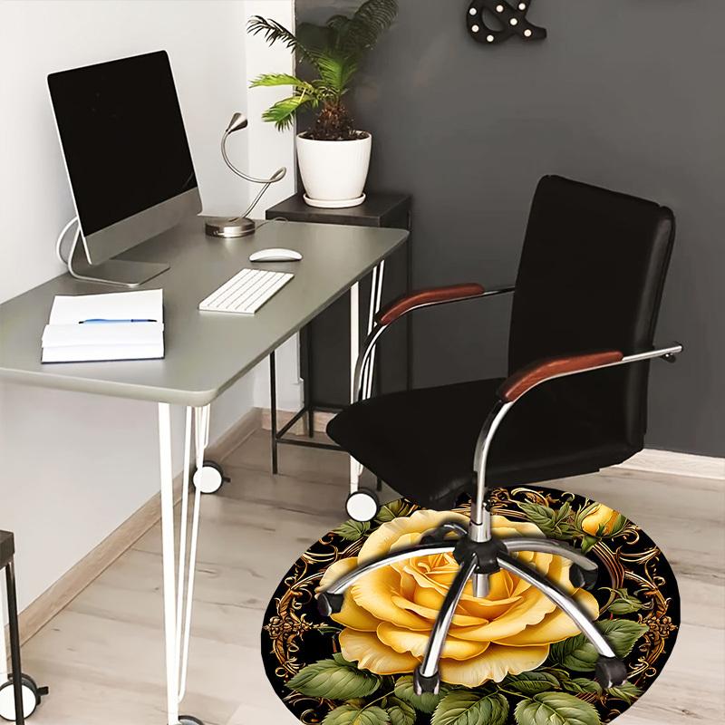 1pc Office Carpet Chair Mats Golden Rose Ornament Perfect for Decorating Office Chairs, Living Rooms, Or Bedrooms