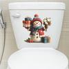 Cartoon Christmas Snowman Flowers and Gifts Bathroom Toilet Stickers Decorative Stickers