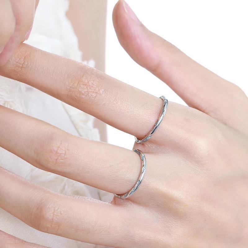Elegant Open Adjustable Blue Copper Ring For Women Trendy Geometric Fashion Design