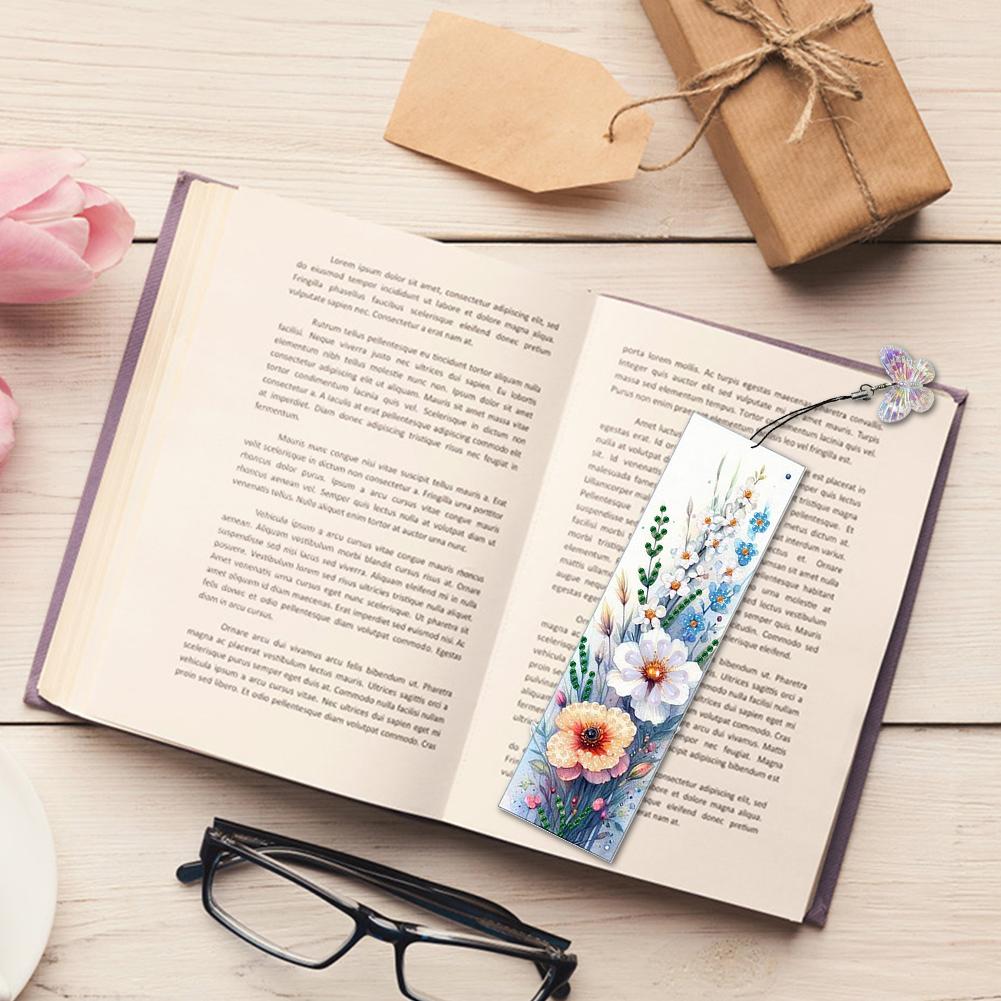 3Pcs Flower Themed DIY Diamond Bookmark Art Projects Diamond Art Bookmark Diamond Painting Art Bookmarks for Reading Enthusiasts