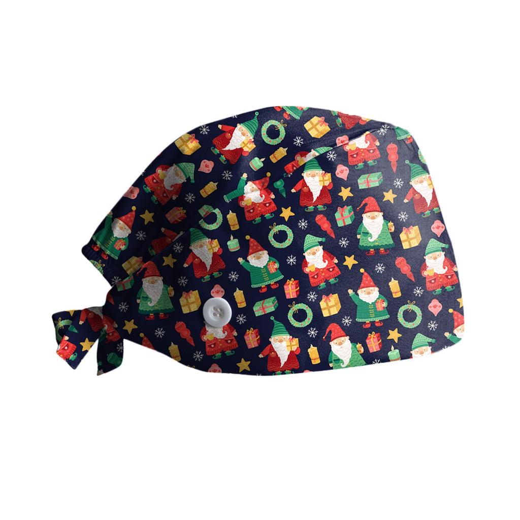 Scrub Cap With Buttons Bouffant Hat With Sweatband For Womens And Mens