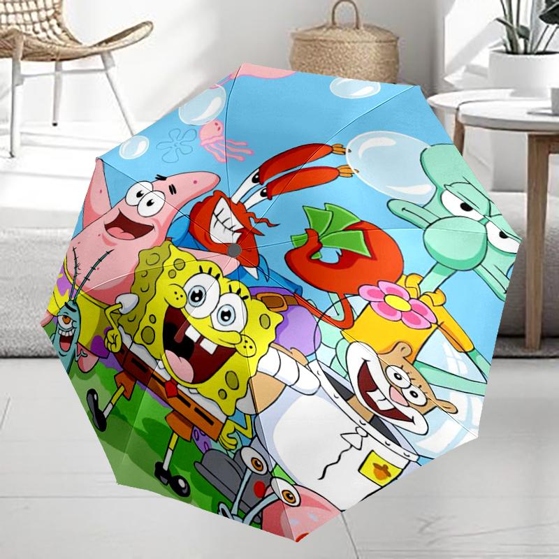 SpongeBob SquarePants Theme Automatic Umbrella, Lightweight & Portable, 8 Rib, Perfect for Outdoor Travel, Birthdays, Christmas, Gifts.