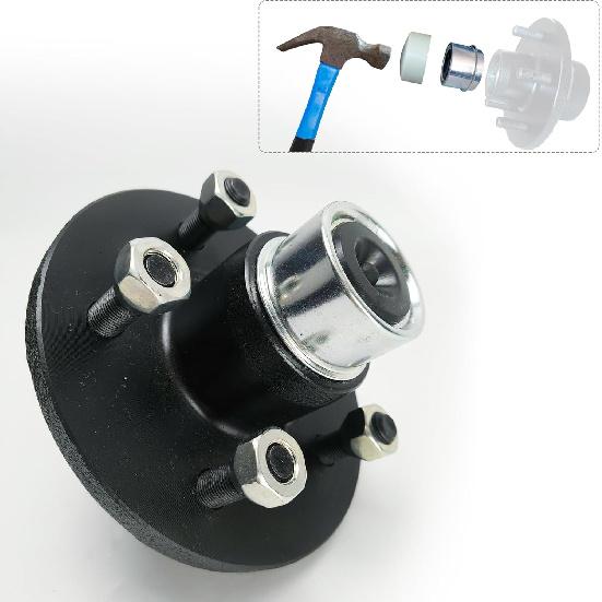 1.98" Trailer Hub Caps (4PCS) With Rubber Plugs & Tallation Tool Snug-Fit, Rust-Resistant Bearing Dust Caps For 2000-3500 Lb Axles Protects Trailer