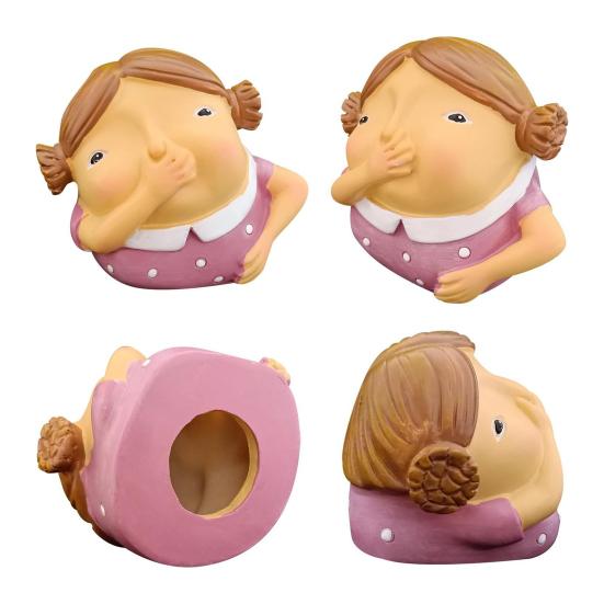 Harz Badezimmer Ornament Junge Mädchen Halten Nase Figurine Lustige Cartoon Figuren
