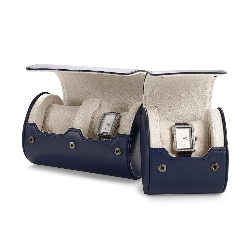 Papten Watch PU Business B01501 Case, Leather, Mini, Portable, 1-Watch Case, Luxury, Stylish, Travel, Trip, Gift, (Blue)