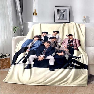 Newest Kpop Bangtan Boys Printed Newest Fleece Plush Blanket Soft Warm Blanket for Adults and Children Bedroom Sofa Gift