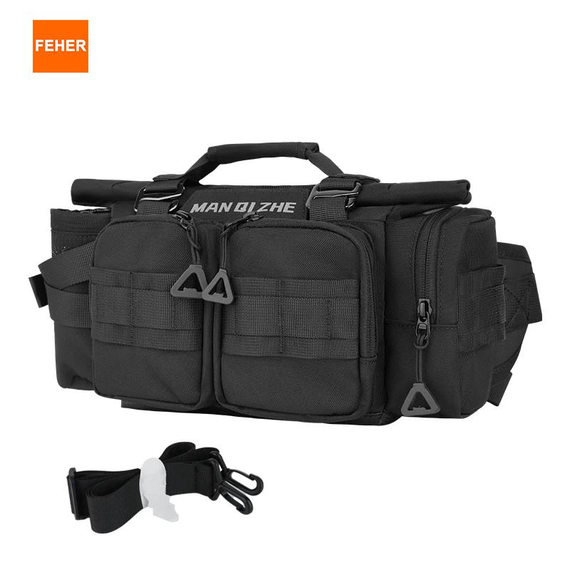 

FEHER Waist Bag for Motorcycle Riding Waterproof Square Multi-functional Motocbike Crossbody Bag Tear-resistant for Motor Riders MQZ-105 Black
