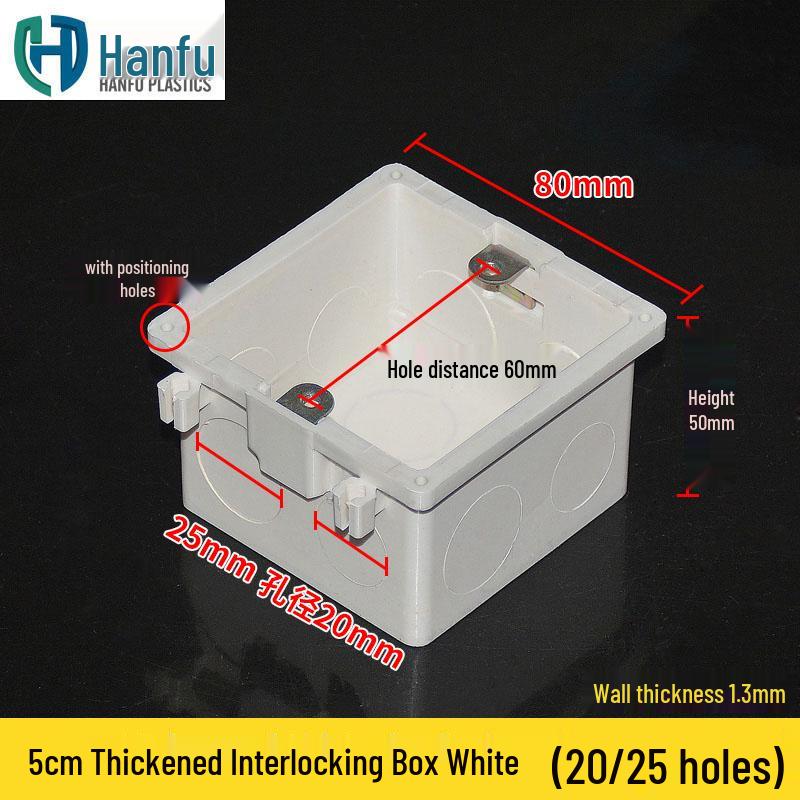 Verdickte 86er Typ 50mm tiefe verdeckte Anschlussdose für Montage und Verdrahtung, Rot/Blau