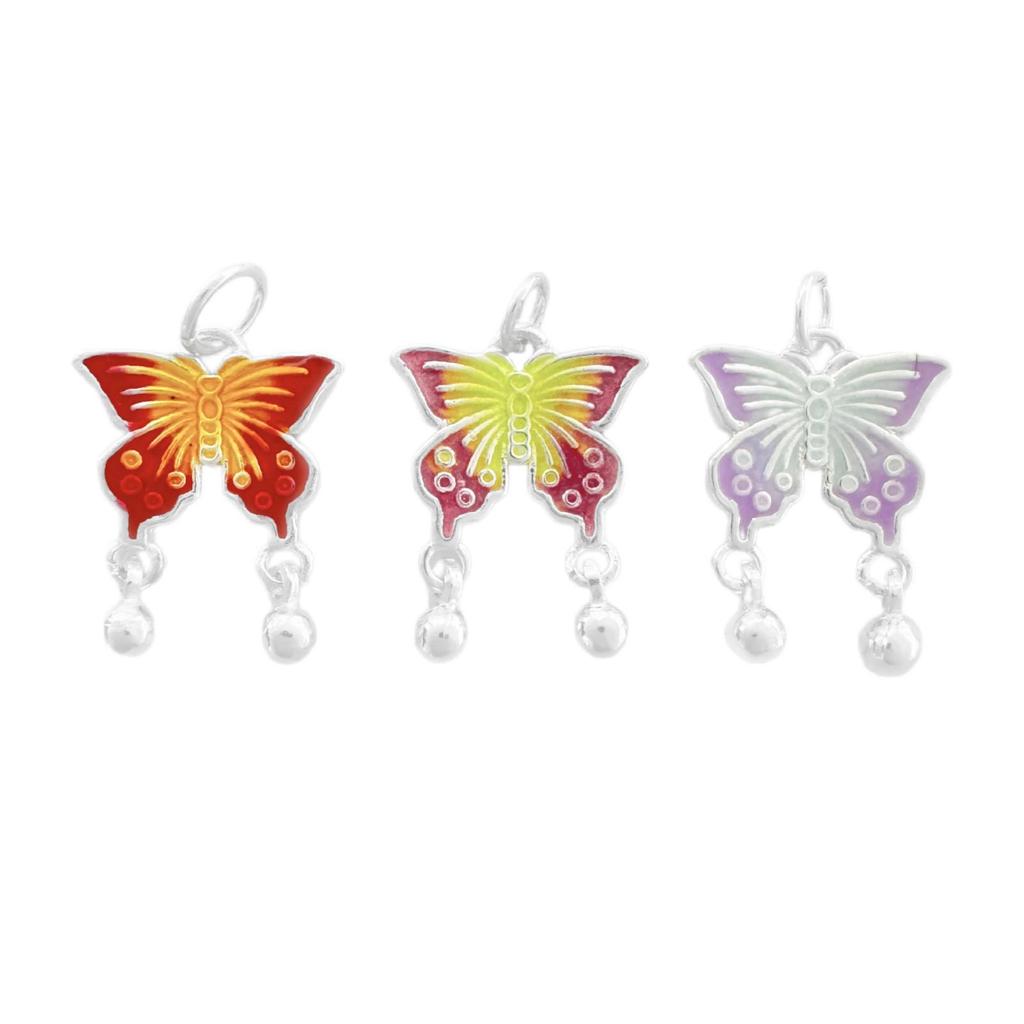 S999 Sterling Silver Gradient Butterfly Pendant Charm for DIY Bracelet & Necklace Jewelry Rope Accessories.