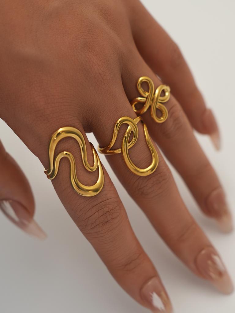 Stainless Steel Gold Color Rings for Women Men 2025 Colorfast Popular Party Personalized Exaggerated Charms Jewelry Gifts