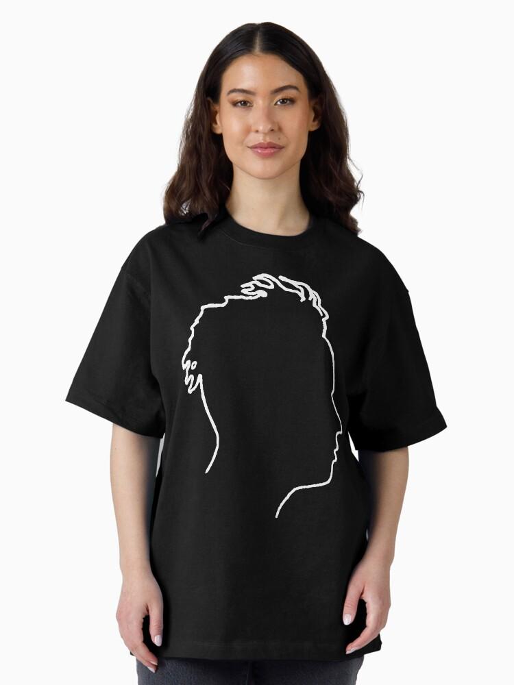 Depeche Mode Martin Gore Profile White Outline Black Background Oversized T-Shirt