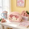 Cute Sanrio Melody Plush Pencil Bag Girl Cartoon Makeup Bag