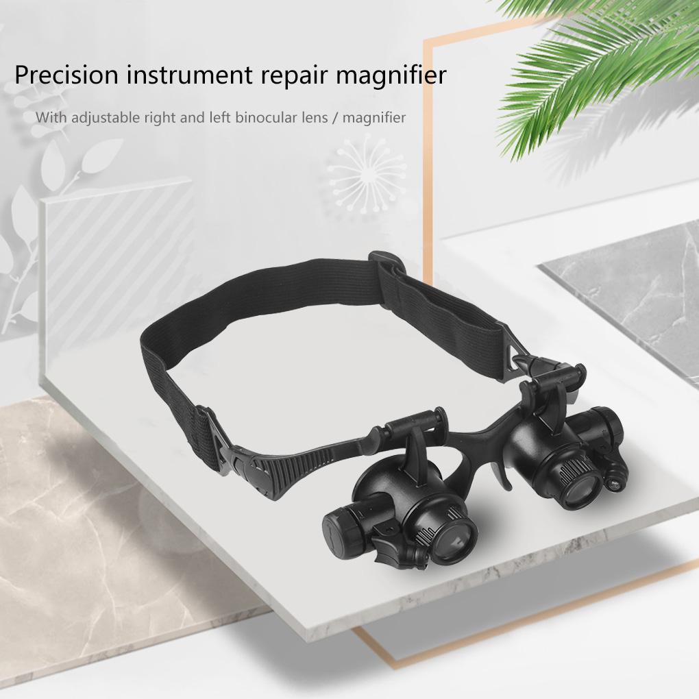 Headband LED Light Glasses Magnifier Watchmaker Jewelry Optical Lens Glass Magnifying Loupe