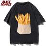 Retro Harajuku YK Street Funny Wild Casual Fashion Doublesided Printing French Fries Sweater T Shirt