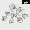 Retro Geometrisches Opal-Stil 8-teiliges Ring-Set