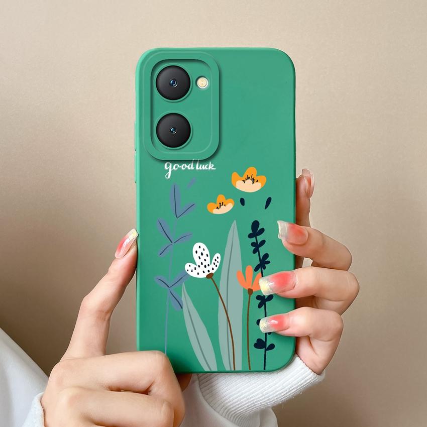 For Vivo Y03t Y02t iQOO U5x Z9 Lite Y400 Pro Y18i Y18t Cute Avocado Pattern Phone Case Lens Protection Liquid Silicone Shockproof Shell For Vivo Cover