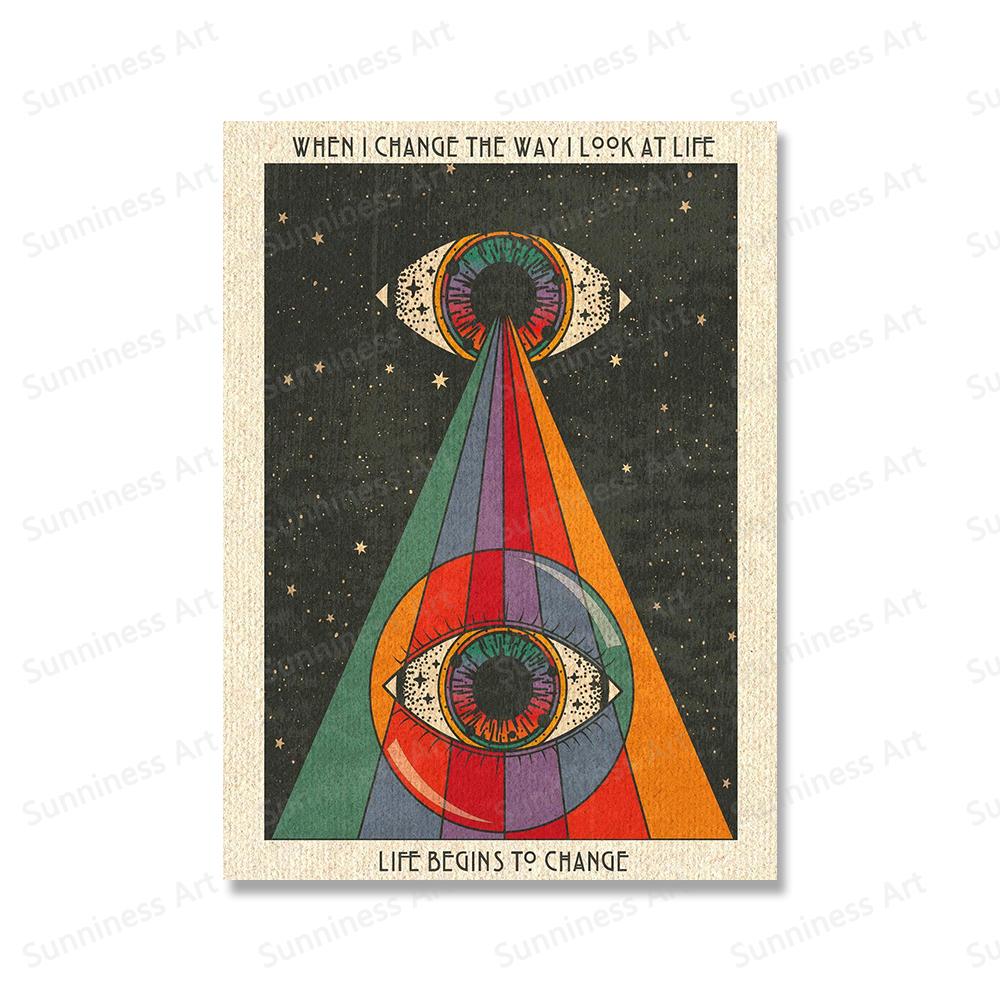 

Медитация Искусство Плакат Бохо Психоделический Радуга Луна Глаза Холст Картина Картины Вдохновляющие Цитаты Принты Современный Домашний Декор 21x30cm No Framed белый