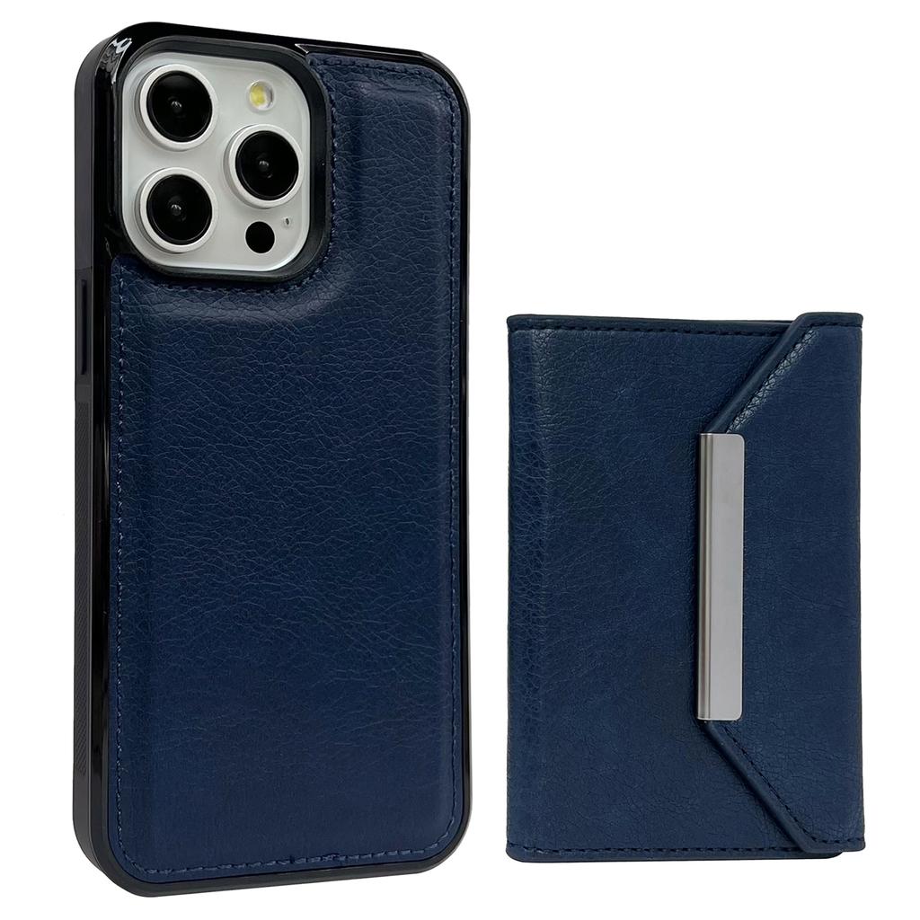 For iPhone 16 Pro Case Card Bag Kickstand TPU+PU Phone Cover