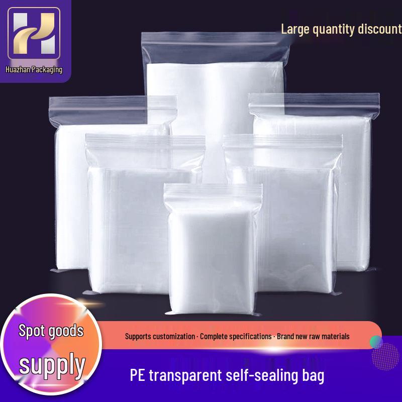 Transparent Zipper Lock PE Self-Sealing Bags for Food and Jewelry 468 Silk White Edge 100 pcs 584₽