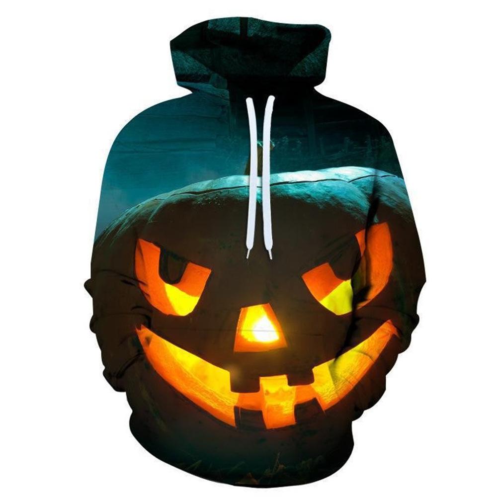 Spring and Autumn Pumpkin Halloween 3D Digital Printing Men and Women Casual Fashion Hooded Sweatshirt