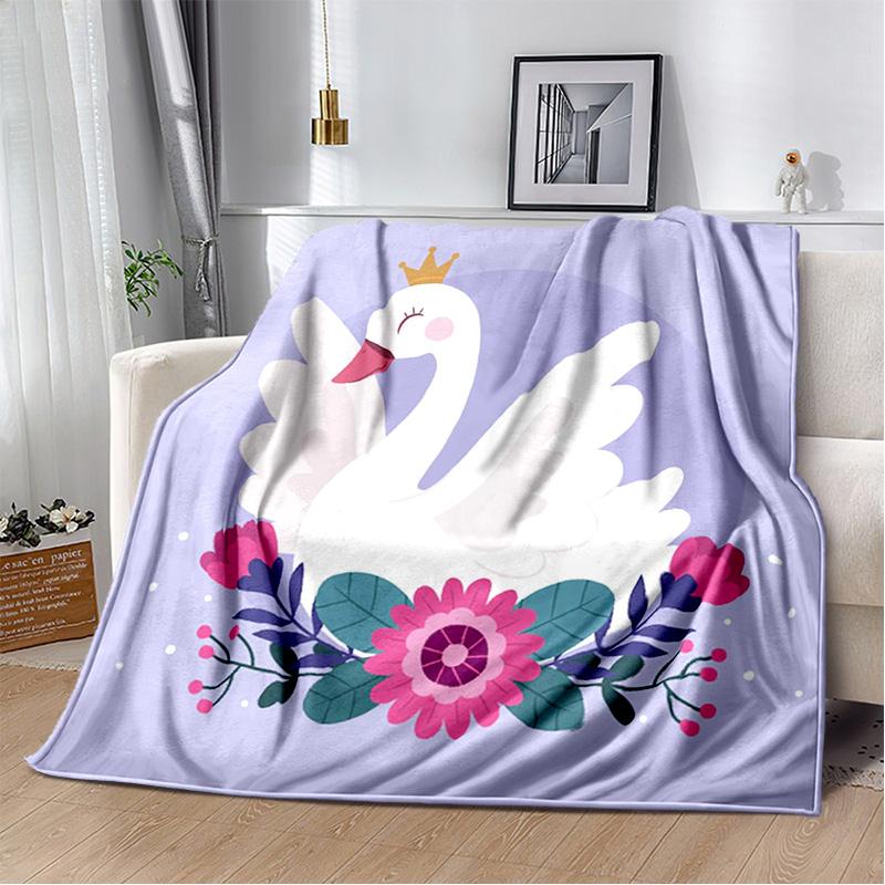 HD Cartoon Cute Swan Cygnus Soft Plush Blanket,Flannel Blanket Throw Blanket for Living Room Bedroom Bed Sofa Kids Cover Gitt 3D