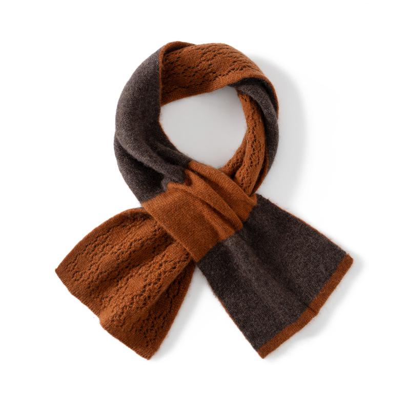 Женский вязаный кашемировый шарф-снуд: Короткий стиль, Осень/Зима, Теплый, Защитный, Перекрестный, С вырезами, Маленький шарф.