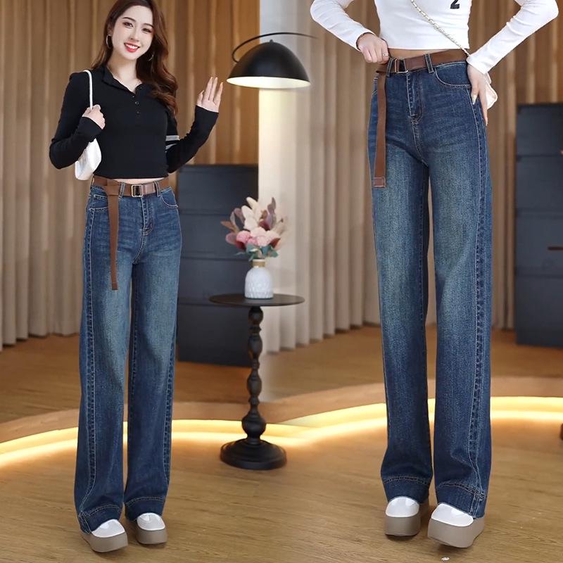 Women's Retro High-Waisted Wide-Leg Jeans - Slimming, Straight Cut for Spring/Autumn 2025