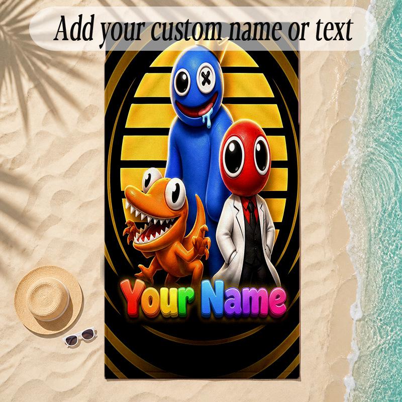 Beach TowelRainbow Friends Custom Name Text Personalized Soft Towel for Beach Pool Indoor Home Decor Gift