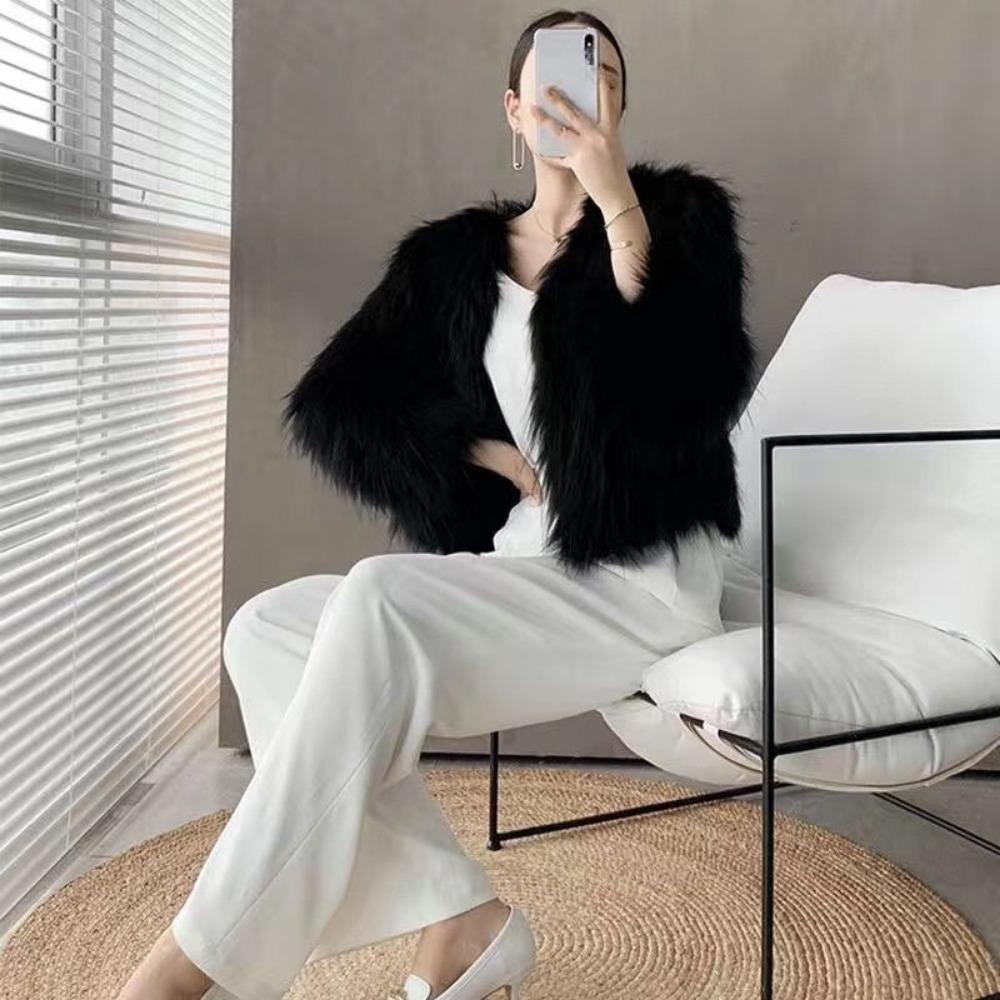 

Шуба интернет-знаменитости женская из цельной кожи с натуральным мехом енота плетеная осенне-зимняя короткая средней длины и длинная меховая женская зимняя мех интегрированный M чёрный