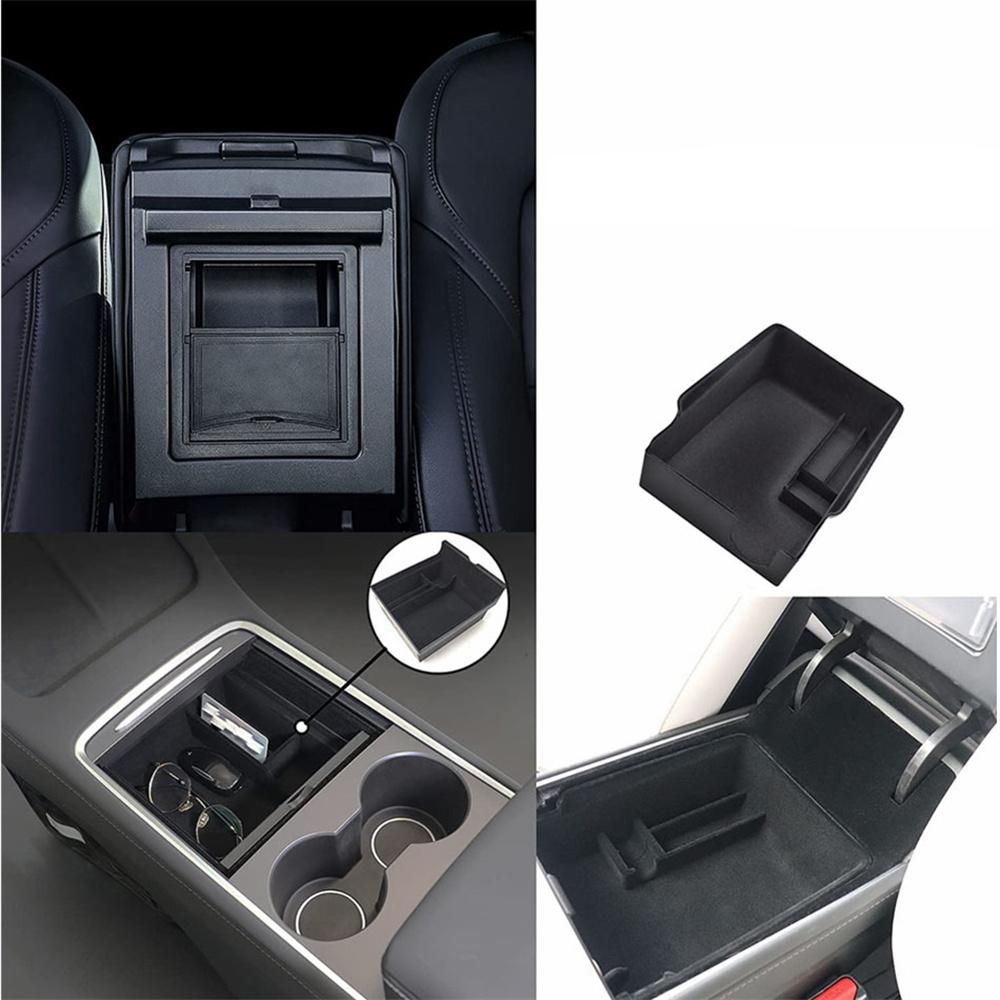 3Pcs Flocked Center Console Organizer Tray Storage Box For 2021 2022 Tesla Model3 Model Y