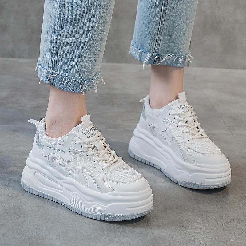 Inner height increase women's autumn new thick-soled white shoes casual shoes low-top breathable sports women's shoes