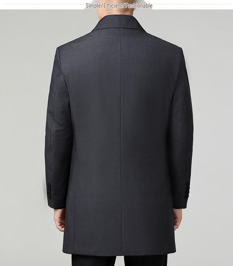 Brand Men's Mid-length Down Jacket Lapel Casual Business Winter Trench Coat