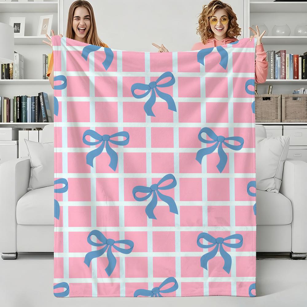 Decor B-Bowknots Throw Flannel Blanket Perfect for Sofa Office Bed Travel Sleep Read Relax Camping four season use