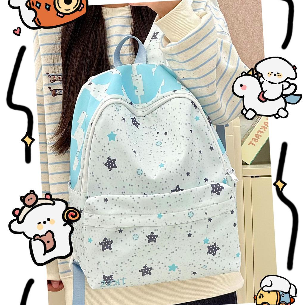 Schoolbag new backpack female junior high school student schoolbag large capacity high value backpack small fresh star printed bag