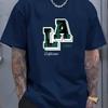 Summer Unisexs Cotton Los Angeles Letter Printed Fashionable Casual Loose Sports Round Neck Short Sleeved Tshirt Top