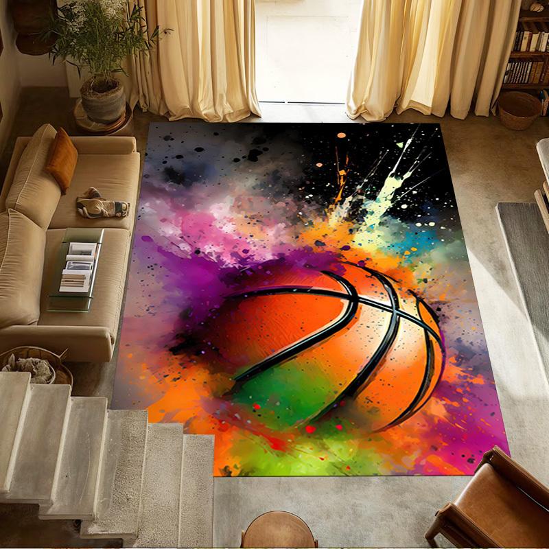 Basketball Colors Crystal Velvet Office chair mat Area Rug - Non-Slip, Floor Mat, Office Desk Chair Rugs,Christmas Gift-1106207